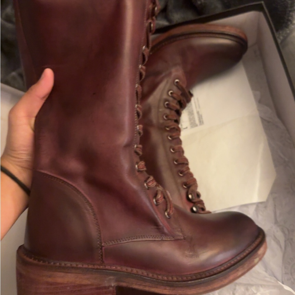 Elegant Burgundy Lace-Up Boots for Women